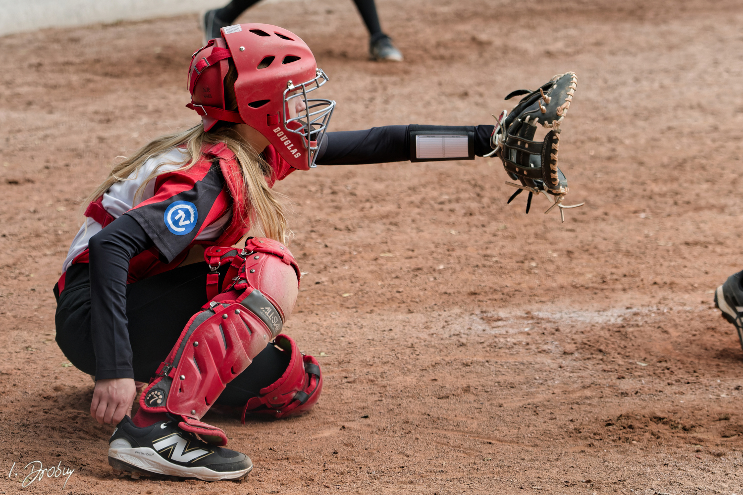 Reds-Catcherin Emely Frohnert in Aktion. (Foto: Iris Drobny)