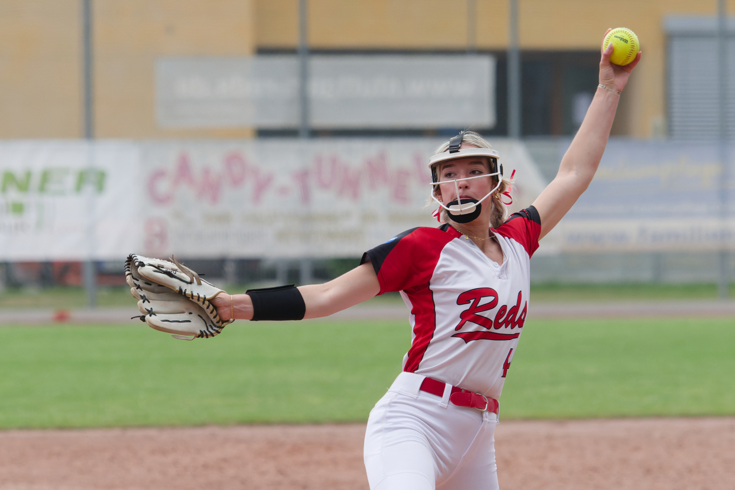 Die US-Pitcherin Sophia Moshos hatte einen perfekten Einstand für die Reds, die das Spiel 2 gegen Tübingen mit 10:0 gewinnen konnten. (Foto: Iris Drobny)